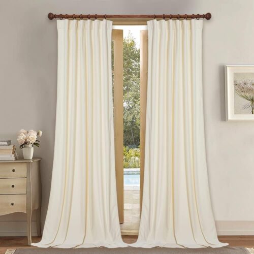 Ivory White Velvet Curtains - 96 inches Long Bedroom Privacy Drapes Luxury Home Decoration for Wall Backdrops Room Darkening Window Curtains for Nursery/Wedding, W52 x L96, 2 Panels