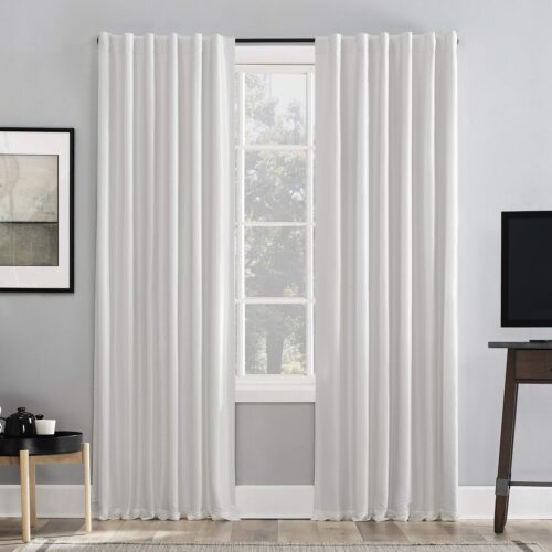 Faux  Silk Thermal Extreme Total Blackout Back Tab Curtain Panel, 50" x 108", Pearl White